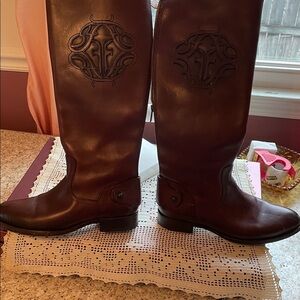 Frye Tan Leather Lindsay Knee High Boots